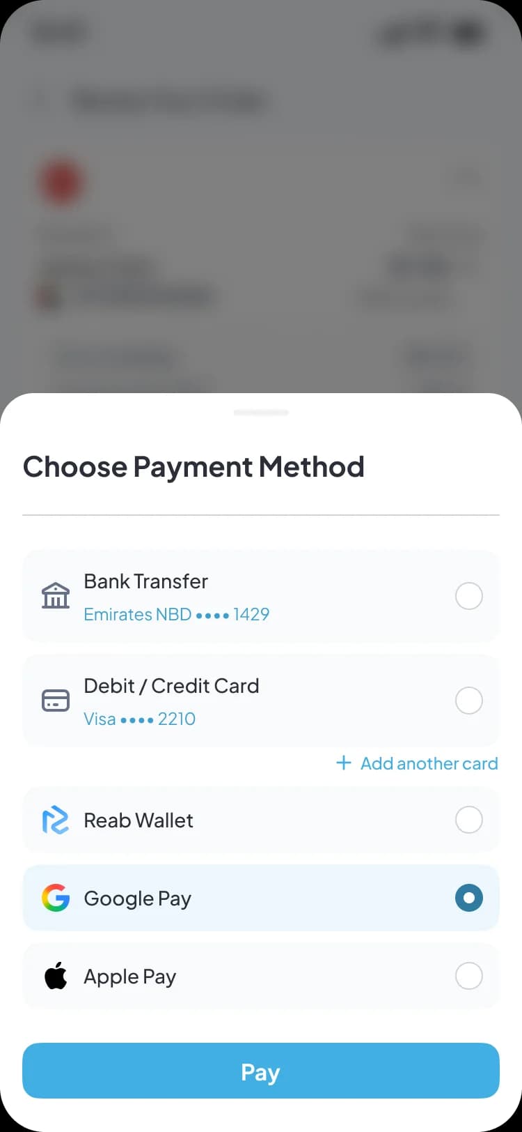 Mobile Top-Up operator selection screen