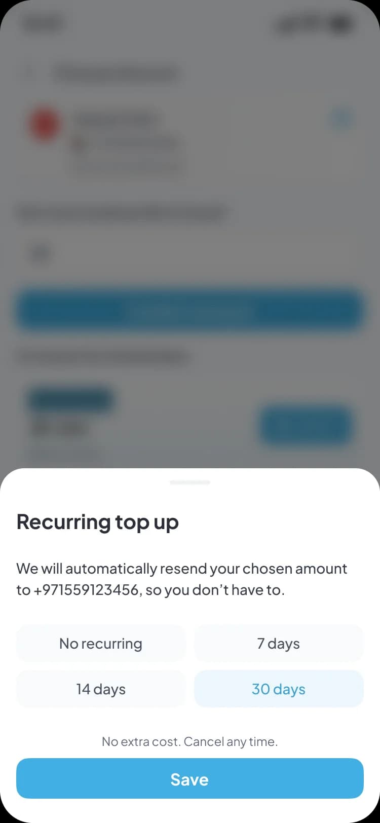 Mobile Top-Up receipt screen