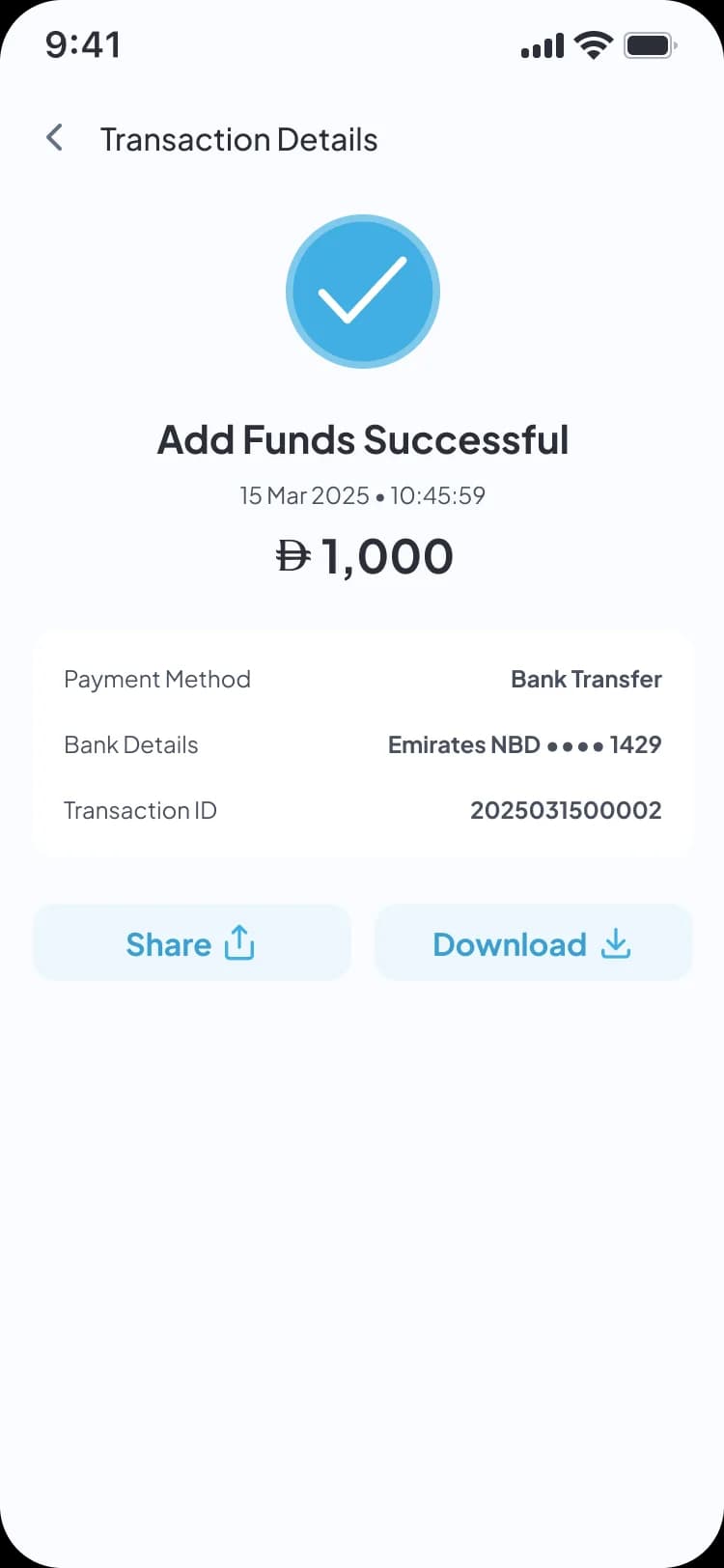 Reab Wallet transfer screen